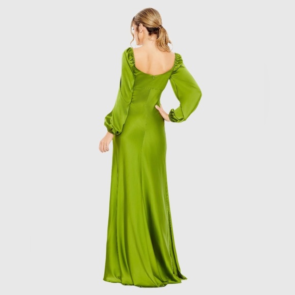 Mac Duggal 495191 NWT Green Sweetheart Neckline Puff Sleeve Gown - Picture 3 of 6